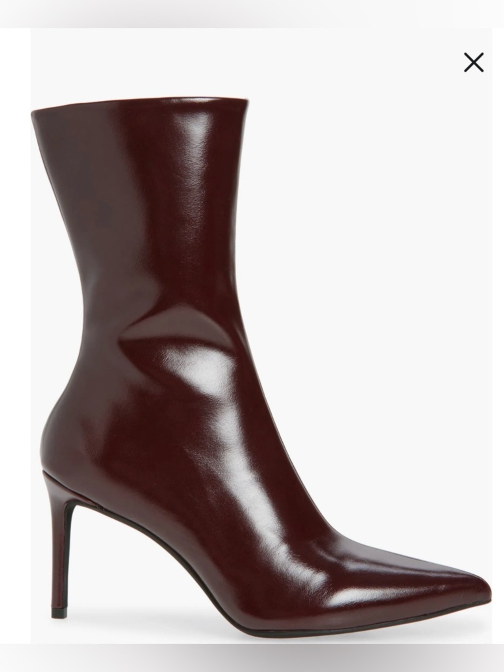 Jeffrey Campbell Burgundy Pointed Toe Leather Sock Boots
